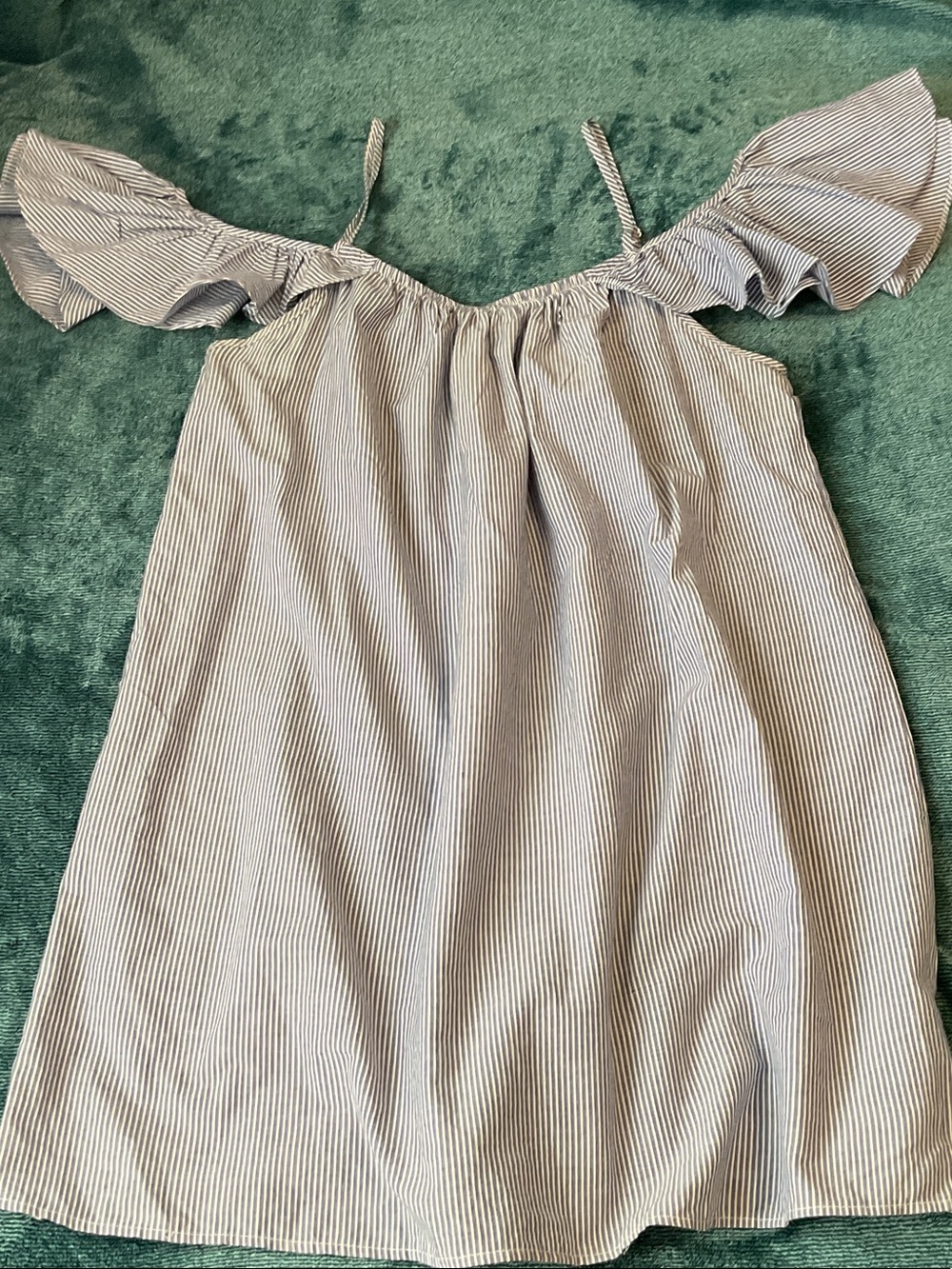 Striped Off-Shoulder Mini Dress - Blue/White